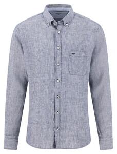 Fynch-Hatton Linnen Fine Striped Button-Down Overhemd Navy
