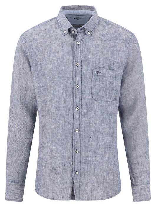 Fynch-Hatton Linnen Fine Striped Button-Down Overhemd Navy