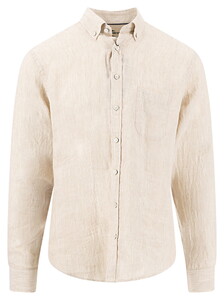 Fynch-Hatton Linnen Fine Striped Button-Down Overhemd Zand