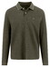 Fynch-Hatton Longsleeve Fine Texture Grainy Piqué Polo Donker Khaki