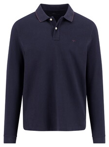 Fynch-Hatton Longsleeve Fine Texture Grainy Piqué Polo Navy