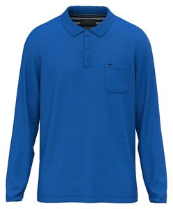 Fynch-Hatton Longsleeve Heavy Slub Cotton Subtle Detail Polo Strong Blue