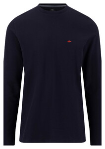 Fynch-Hatton Longsleeve Round Neck Cotton T-Shirt Navy