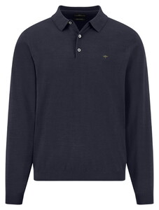 Fynch-Hatton Longsleeve Slub Cotton Polo Navy