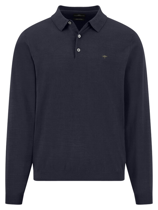 Fynch-Hatton Longsleeve Slub Cotton Polo Navy