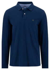 Fynch-Hatton Longsleeve Solid Color Premium Cotton Poloshirt Ink Blue