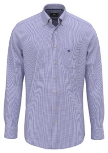 Fynch-Hatton Micro Pepita Check Button-Down Shirt Cobalt