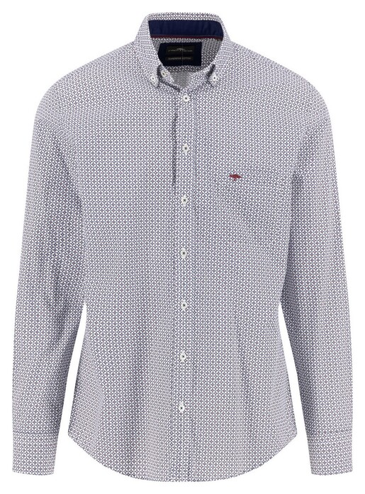 Fynch-Hatton Mini Allover Geometric Pattern Button-Down Overhemd Deep Merlot-Blue
