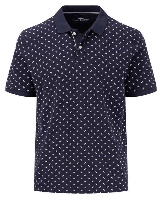 Fynch-Hatton Mini Allover Pattern Polo Navy