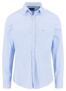 Fynch-Hatton Mini Check Kent Collar Overhemd Soft Blue