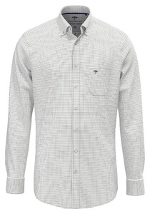 Fynch-Hatton Mini Check Oxford Button-Down Overhemd Dark Leaf