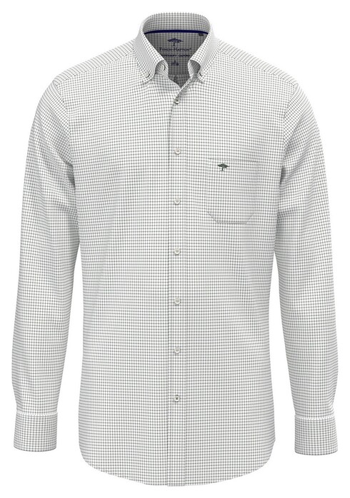 Fynch-Hatton Mini Check Oxford Button-Down Overhemd Dark Leaf
