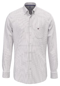 Fynch-Hatton Mini Check Oxford Button-Down Overhemd Deep Merlot