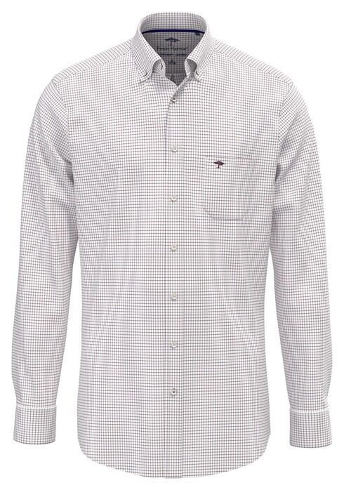 Fynch-Hatton Mini Check Oxford Button-Down Overhemd Deep Merlot
