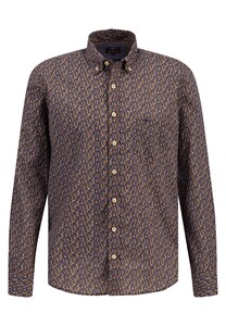 Fynch-Hatton Mini Fantasy Pattern Button Down Overhemd Walnut Brown