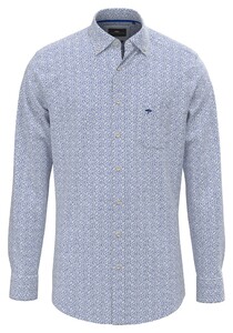 Fynch-Hatton Mini Flower Mix Button-Down Overhemd Strong Blue