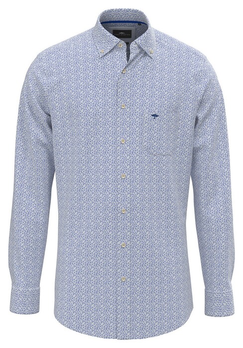 Fynch-Hatton Mini Flower Mix Button-Down Overhemd Strong Blue