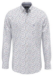 Fynch-Hatton Mini Flower Pattern Button-Down Overhemd Berry-Blue