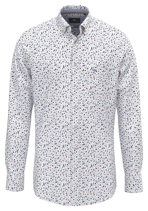 Fynch-Hatton Mini Flower Pattern Button-Down Overhemd Berry-Blue