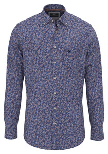 Fynch-Hatton Mini Flower Pattern Button-Down Overhemd Navy-Multi