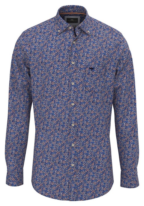 Fynch-Hatton Mini Flower Pattern Button-Down Overhemd Navy-Multi