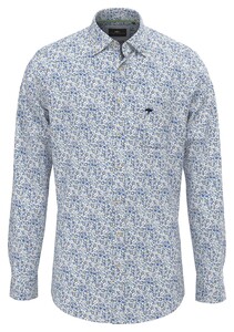 Fynch-Hatton Mini Flower Pattern Button-Down Overhemd Strong Blue-Blue