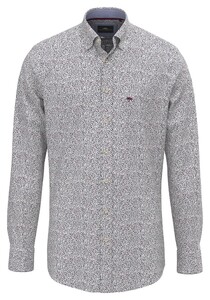 Fynch-Hatton Mini Flower Pattern Kent Collar Overhemd Deep Merlot
