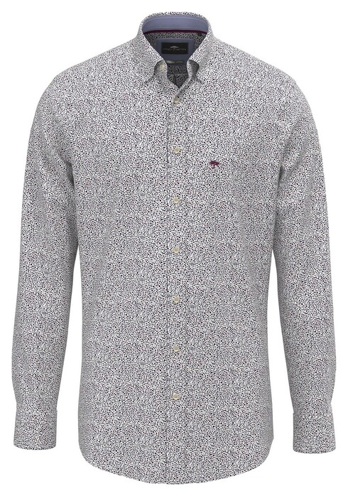 Fynch-Hatton Mini Flower Pattern Kent Collar Overhemd Deep Merlot
