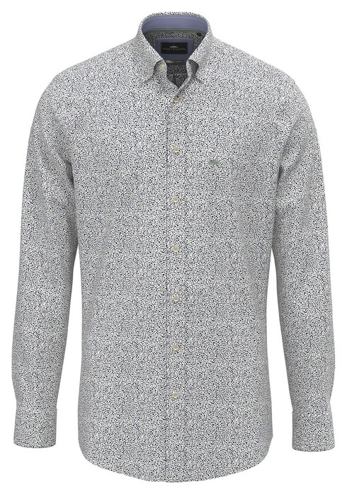 Fynch-Hatton Mini Flower Pattern Kent Collar Overhemd Fern