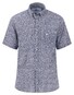 Fynch-Hatton Mini Flowers Linnen Short Sleeve Button-Down Overhemd Navy-Wit