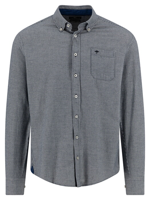 Fynch-Hatton Mini Houndstooth Check Overhemd Dark Ivy