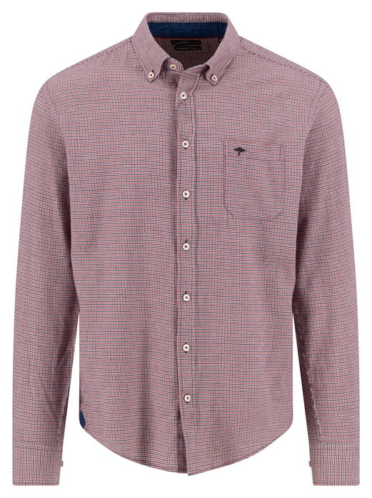 Fynch-Hatton Mini Houndstooth Check Overhemd Garnet Red
