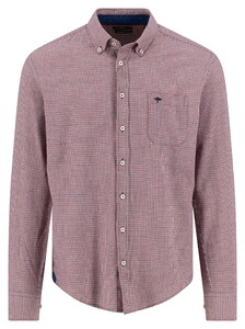 Fynch-Hatton Mini Houndstooth Check Shirt Garnet Red