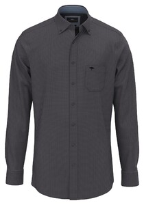 Fynch-Hatton Mini Houndstooth Flanel Button-Down Overhemd Charcoal