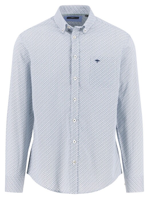 Fynch-Hatton Mini Wave Allover Pattern Overhemd Fern-Blue