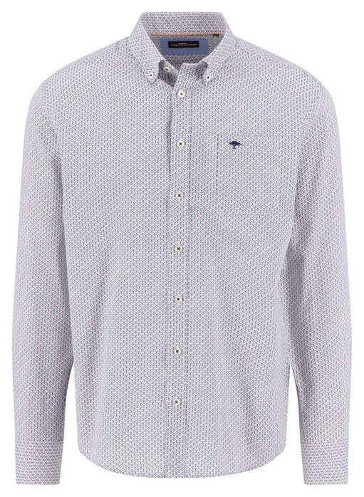 Fynch-Hatton Mini Wave Allover Pattern Overhemd Peach-Blue