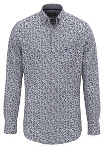 Fynch-Hatton Minimal Floral Pattern Button-Down Overhemd Misty Blue