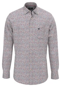 Fynch-Hatton Minimal Flower Pattern Button-Down Overhemd Poppy Red