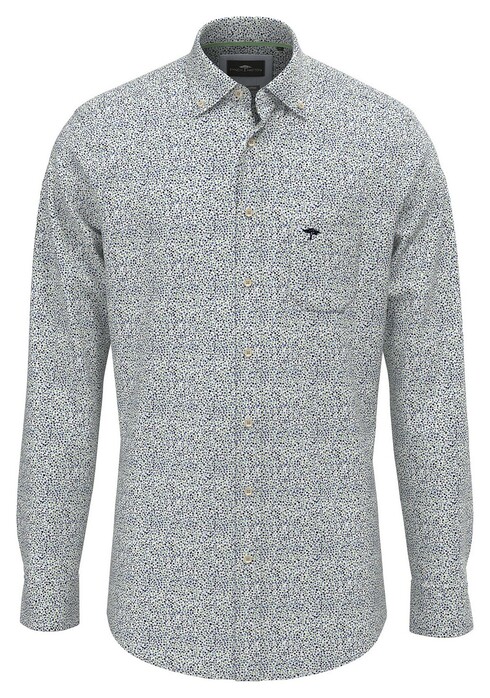 Fynch-Hatton Minimal Flower Pattern Button-Down Overhemd Turf Green