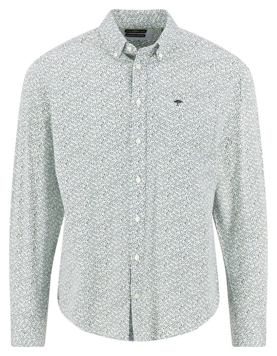 Fynch-Hatton Minimal Flower Pattern Overhemd Avocado