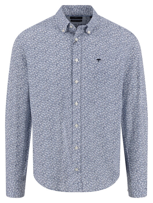 Fynch-Hatton Minimal Flower Pattern Overhemd Navy