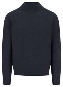 Fynch-Hatton Mock-Neck Cashmere Subtle Mélange Pullover Navy
