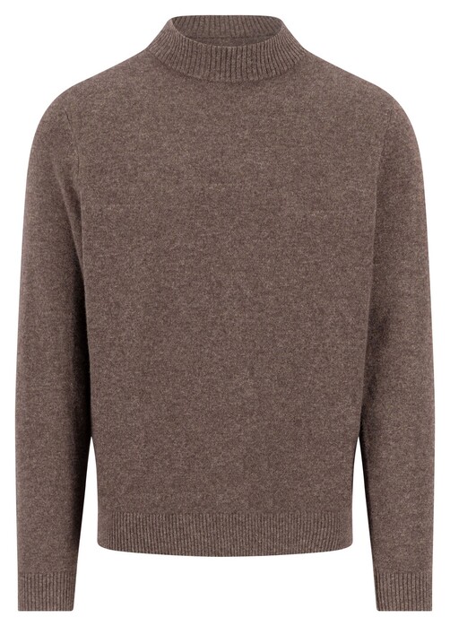 Fynch-Hatton Mock-Neck Cashmere Subtle Mélange Trui Dark Chocolate