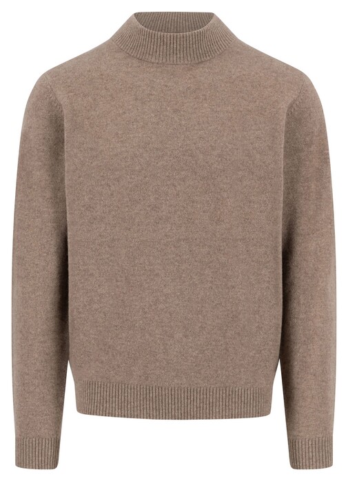 Fynch-Hatton Mock-Neck Cashmere Subtle Mélange Trui Light Taupe