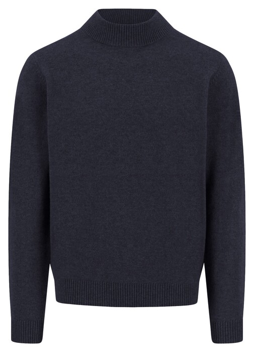 Fynch-Hatton Mock-Neck Cashmere Subtle Mélange Trui Navy