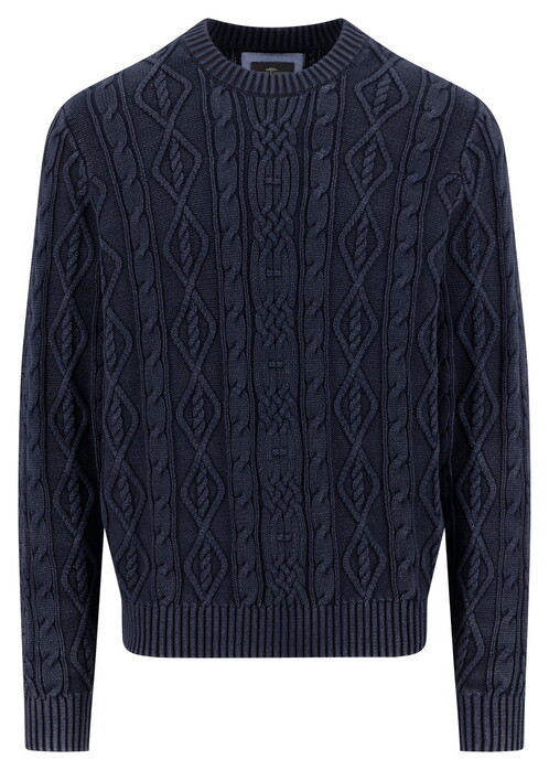 Fynch-Hatton Mock-Neck Coastal Cable Trui Navy