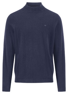 Fynch-Hatton Mock-Neck Winter Air Cotton Cashmere Trui Navy