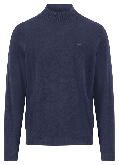 Fynch-Hatton Mock-Neck Winter Air Cotton Cashmere Trui Navy
