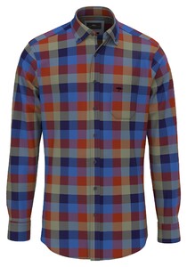Fynch-Hatton Modern Block Check Button Down Overhemd Roest