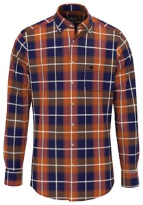 Fynch-Hatton Modern Bold Flanel Check Overhemd Flame-Navy-Winter White